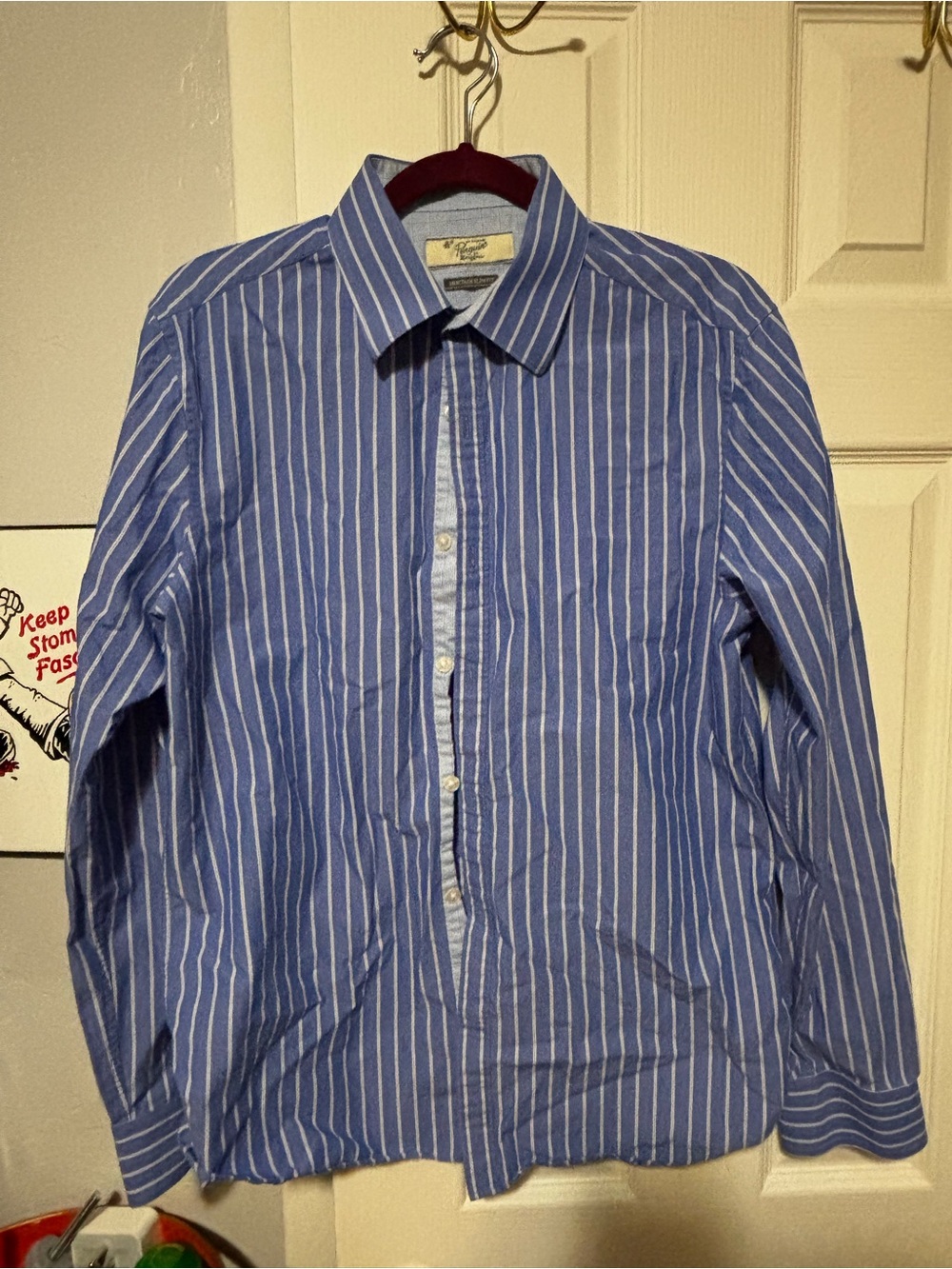 Original Penguin Blue and White Vertical Stripe Dress Shirt